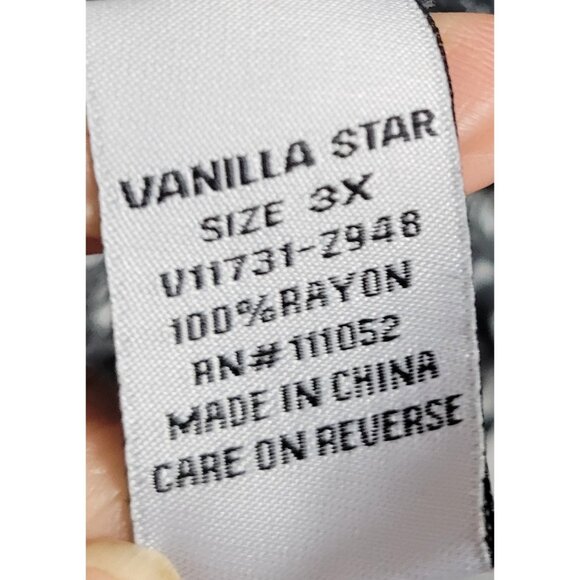 Vanilla Star Blouse Rayon Floral Black White tie waist BOHO frilly puff tasseled - Picture 10 of 11